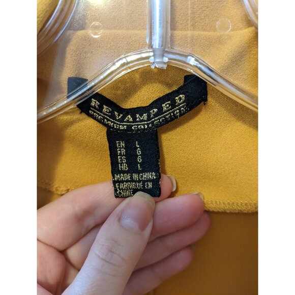 Womens Mustard Yellow Open Front Blazer Jacket Longline Office School Classic L - Picture 9 of 11